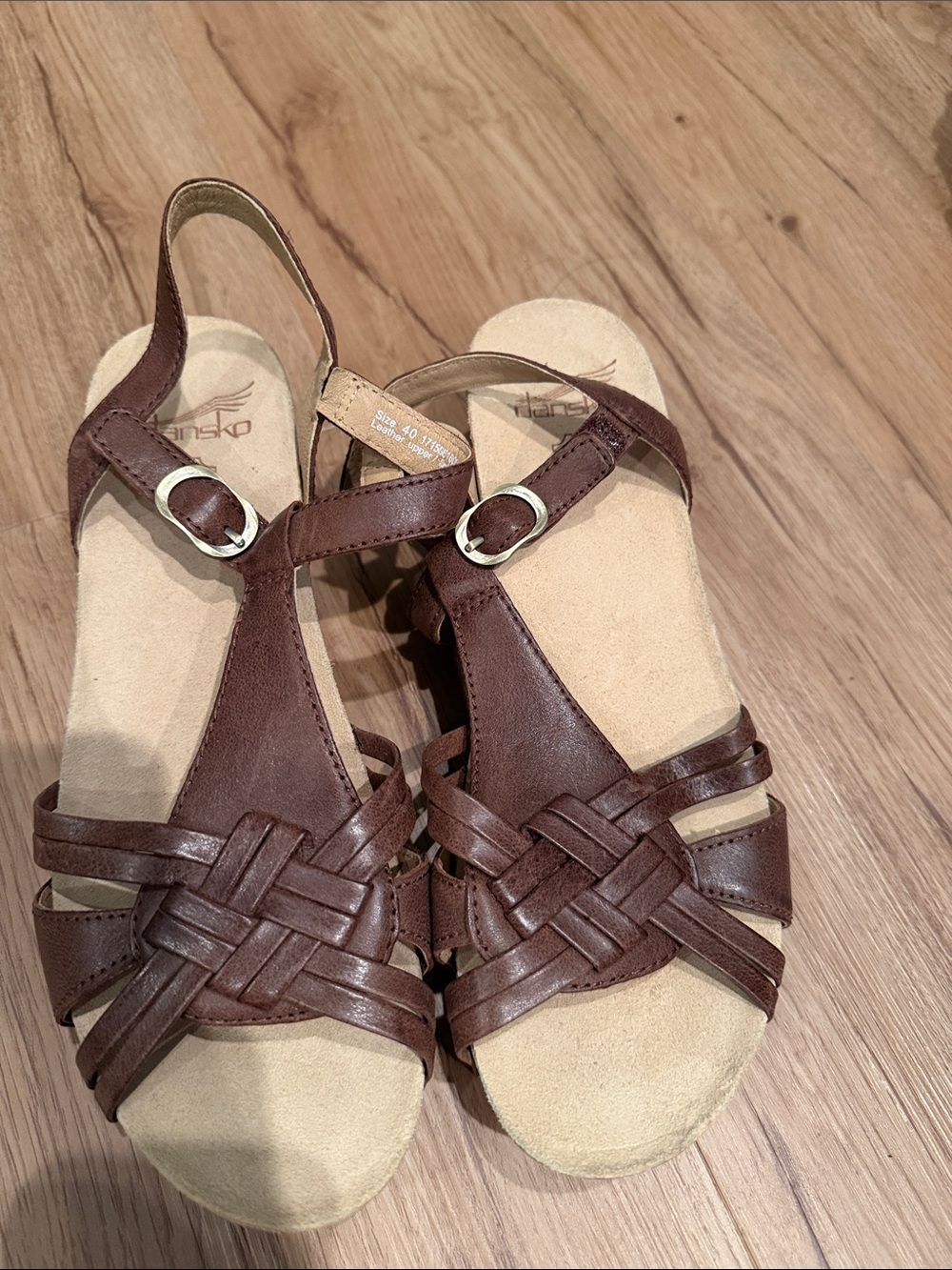 NWOT Dansko Brown Woven Leather Slingback Sandals